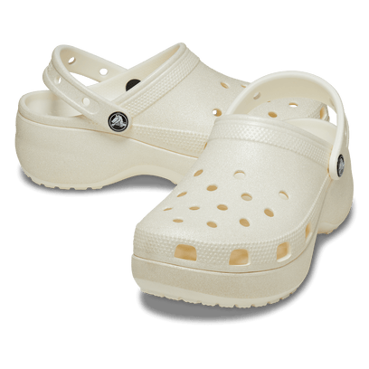 Classic Platform Glitter Clogs Chalk