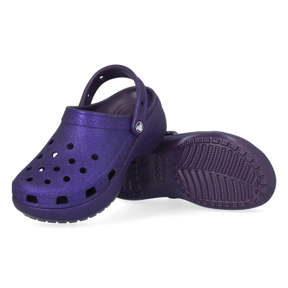 Classic Platform Glitter Clogs Dark Iris