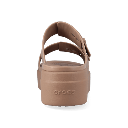 Brooklyn Buckle Low Wedge Dames Slippers Latte