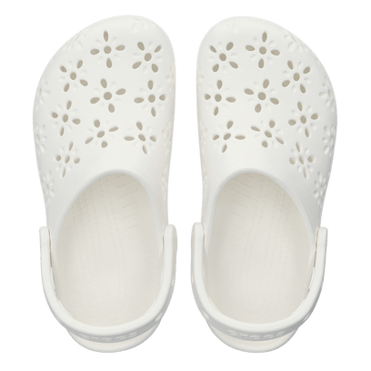 Classic Floral Cut Out Clogs Chalk