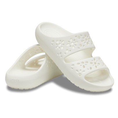 Classic Floral Cut Out Slippers Chalk