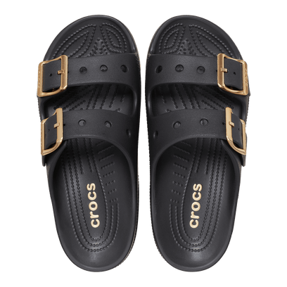 Saturday Metallic Buckle Sandal Dames Slippers Black