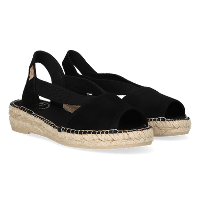 Ella Dames Espadrilles Suede Negre