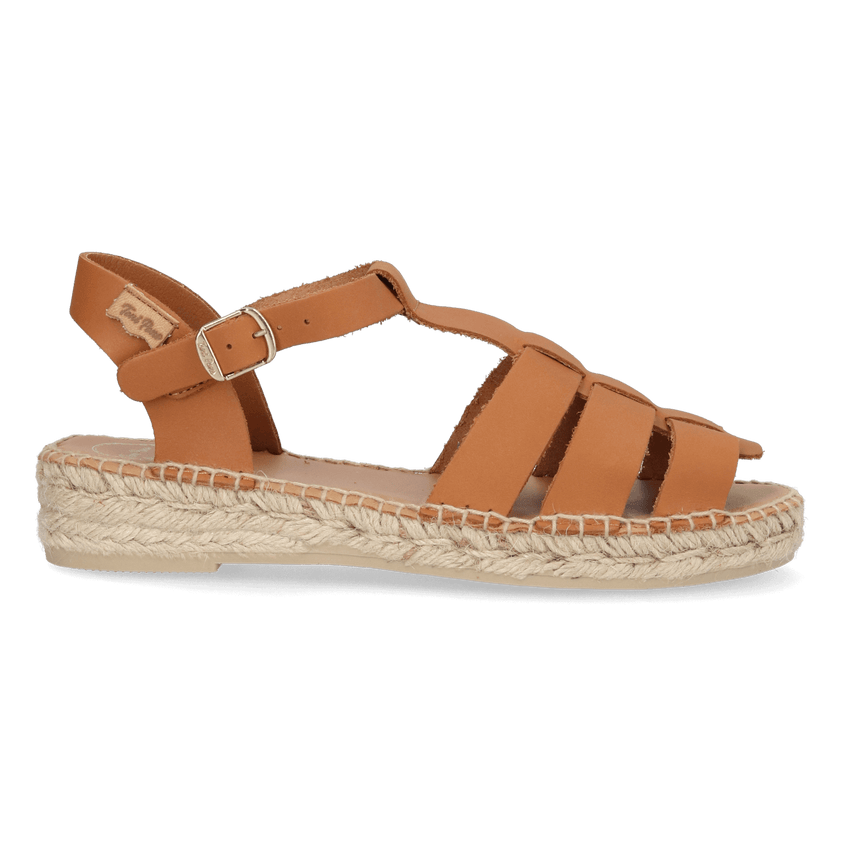 Emma Dames Espadrilles Leer Nougat