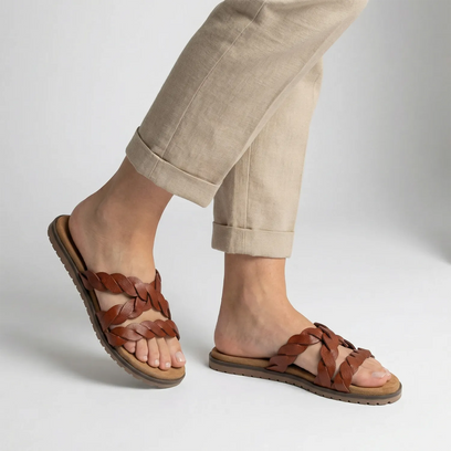 Edsi Dames Slippers Leer Tan