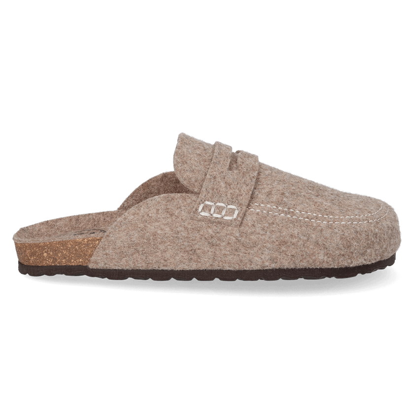 Genis Heren Pantoffels Gerecycled Vilt Taupe