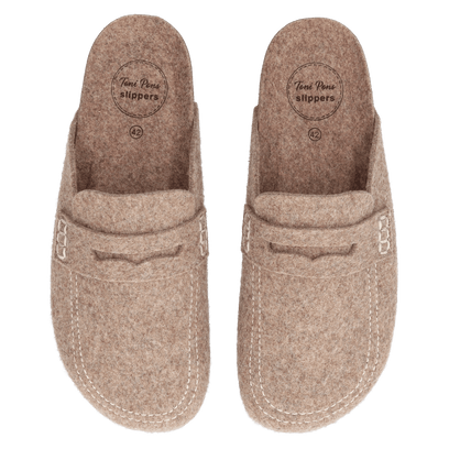 Genis Heren Pantoffels Gerecycled Vilt Taupe