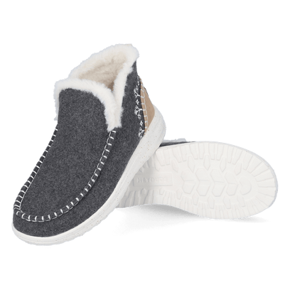 Denny Wool Faux Shearling Dames Instappers Grey