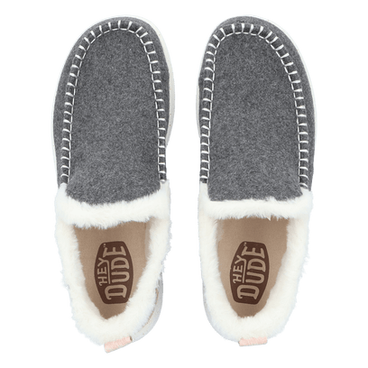 Denny Wool Faux Shearling Dames Instappers Grey