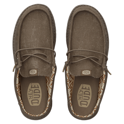 Wally Slip Canvas Heren Instappers Walnut