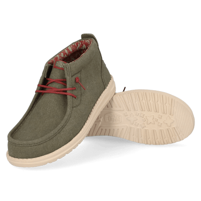 Wally Mid Waxed Canvas Heren Instappers Olive