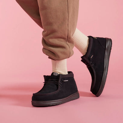 Wally Mid GripR Warmth Heren Instappers Suede Black/Black