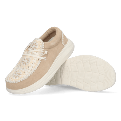 Wendy Comf Suede Crochet Dames Instappers Irish Cream/Multi
