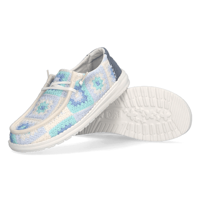 Wendy Cottage Crochet Dames Instappers Bay Blue/Multi