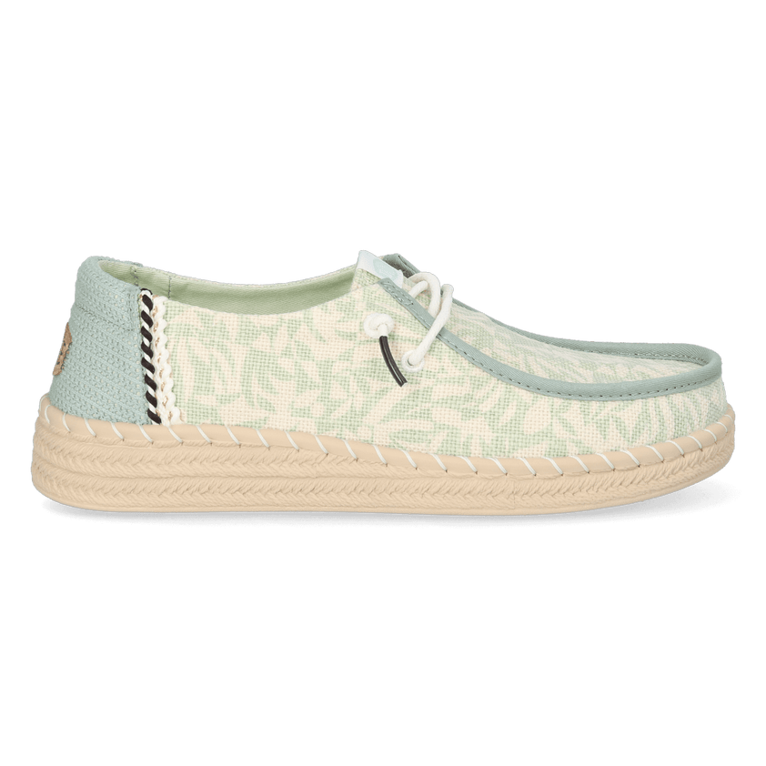 Wendy Espadrille Retro Palm Dames Instappers Celadon Green/White
