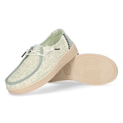 Wendy Espadrille Retro Palm Dames Instappers Celadon Green/White