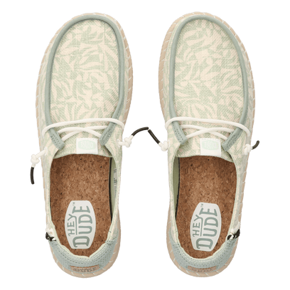 Wendy Espadrille Retro Palm Dames Instappers Celadon Green/White