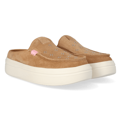 Austin Lift Suede Stud Dames Instappers Cognac