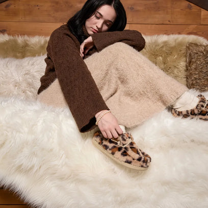 Wendy Slipper Leo Fur Dames Pantoffels Tan/Multi