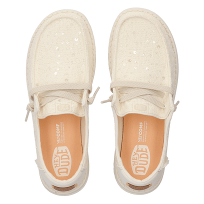 Wendy Sequin Lace Dames Instappers Ivory