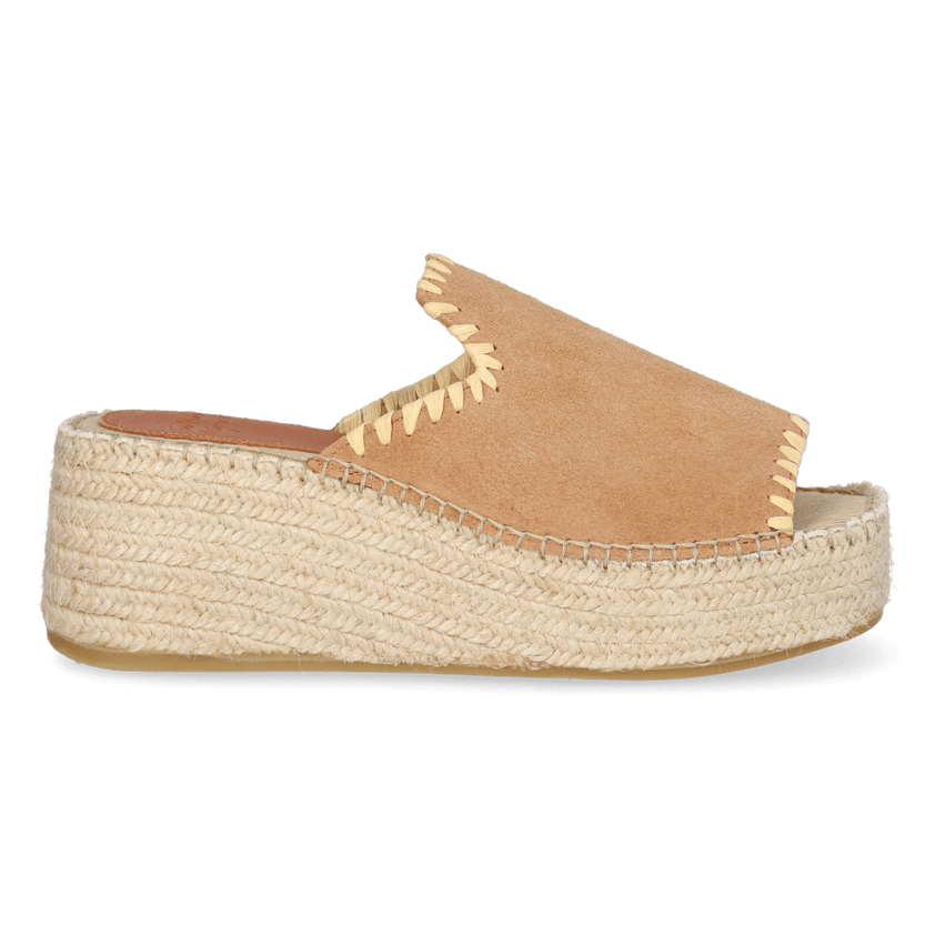Ilenia-SD Dames Espadrilles Suede Camel