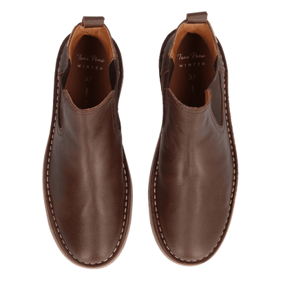 Isa-PO Dames Chelsea Boots Leer Marro