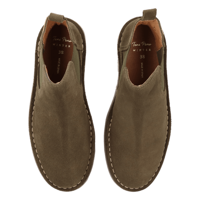 Isa-SY Dames Chelsea Boots Suede Caqui