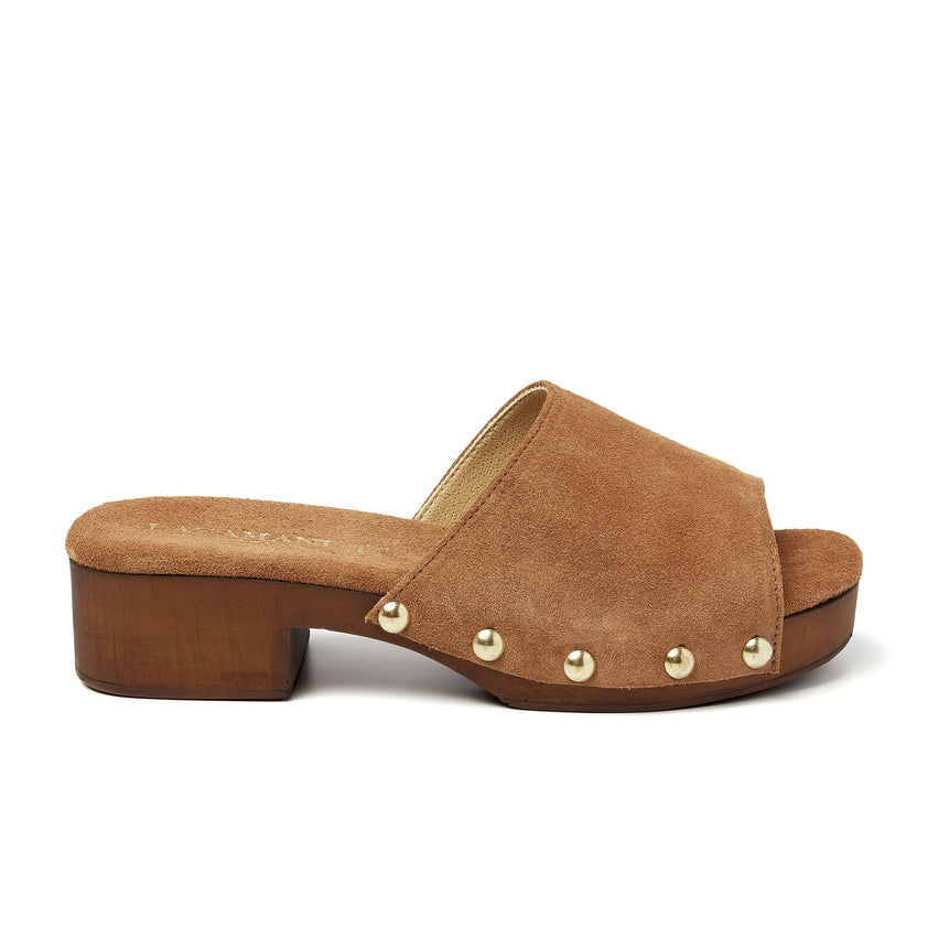 Bella Suede Dames Clogs Cuoio