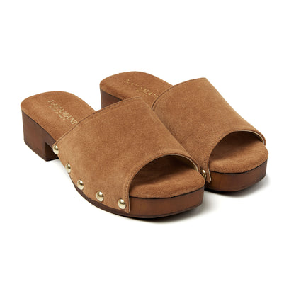 Bella Suede Dames Clogs Cuoio