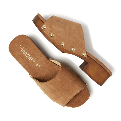 Bella Suede Dames Clogs Cuoio