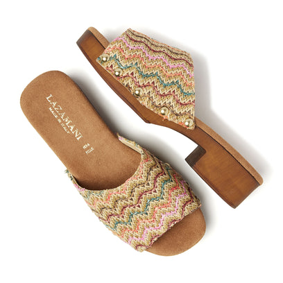 Bella Raffia Dames Clogs Multi