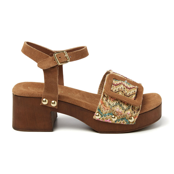 Sienna Suede/Raffia Dames Clogs Multi Sienna Suede/Raffia Dames Clogs Multi