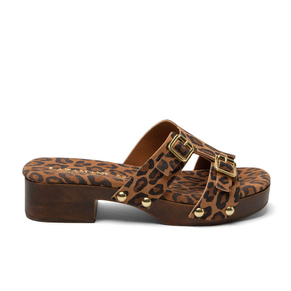Aria Dames Clogs Suede Leopard Aria Dames Clogs Suede Leopard