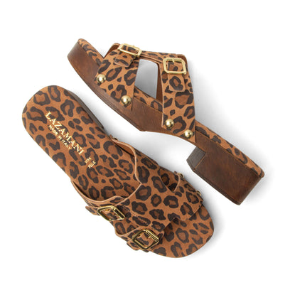 Aria Dames Clogs Suede Leopard