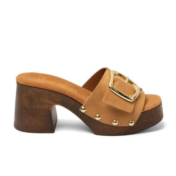 Celia Dames Clogs Suede Cuoio Celia Dames Clogs Suede Cuoio
