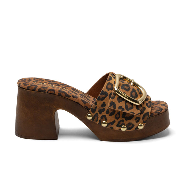 Celia Dames Clogs Suede Leopard Celia Dames Clogs Suede Leopard