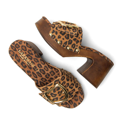Celia Dames Clogs Suede Leopard