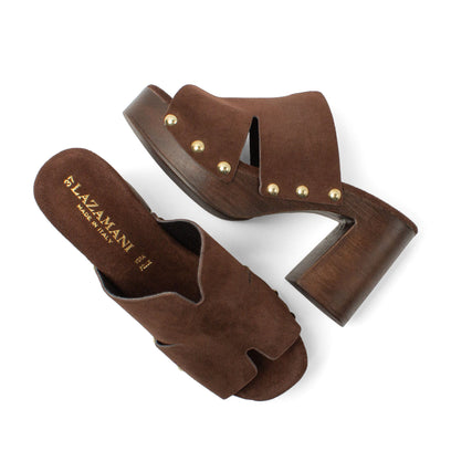 Juna Dames Clogs Suede Brown
