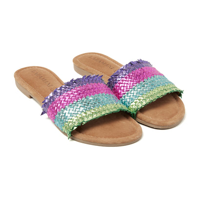 Chloe Leren Dames Slippers Blue