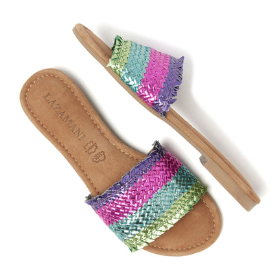 Chloe Leren Dames Slippers Blue