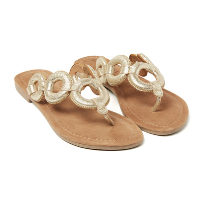 Juliet Leren Dames Slippers Gold