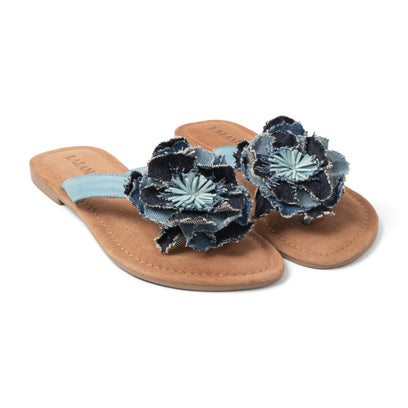 Peony Dames Slippers Leer Denim