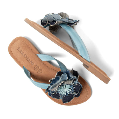 Peony Dames Slippers Leer Denim