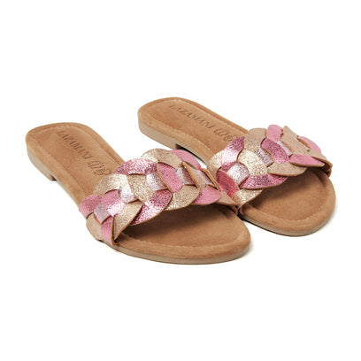 Mona Leren Dames Slippers Rose