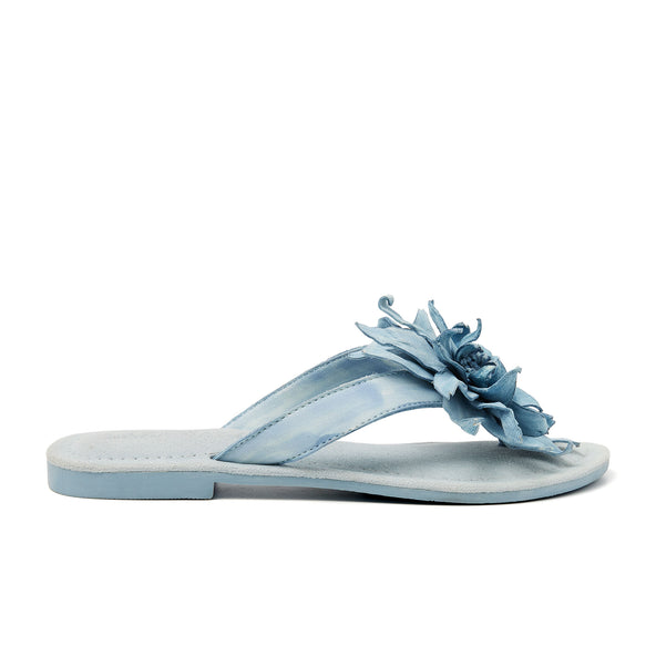 Daisy Leren Dames Slippers Blue Daisy Leren Dames Slippers Blue