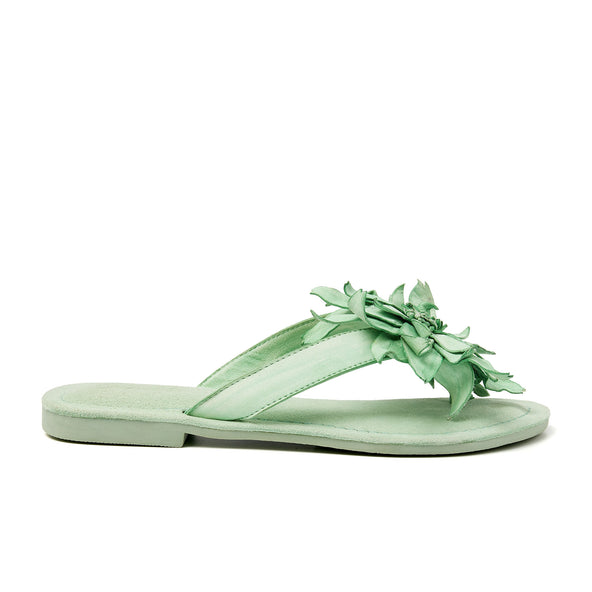 Daisy Leren Dames Slippers Green Daisy Leren Dames Slippers Green