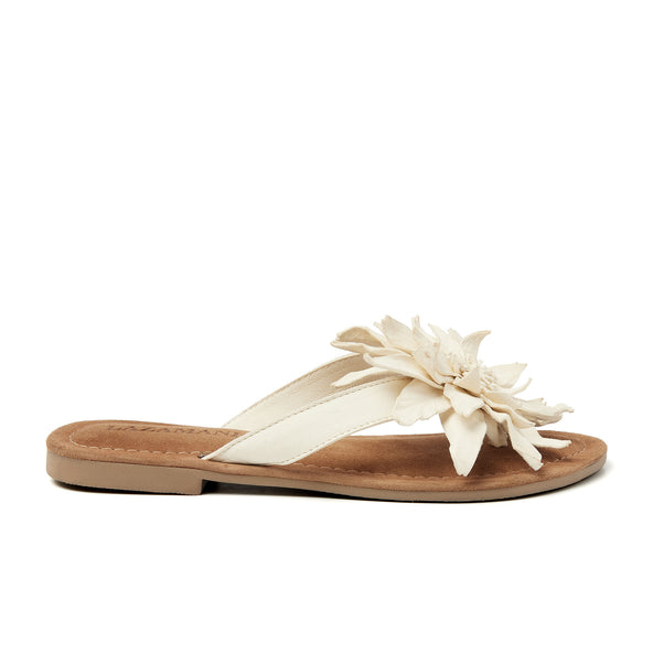 Daisy Leren Dames Slippers Off-White Daisy Leren Dames Slippers Off-White