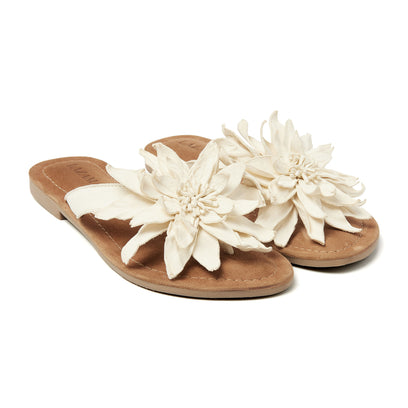Daisy Leren Dames Slippers Off-White