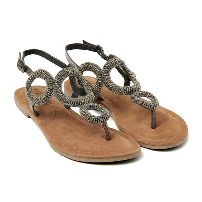 Gita Leren Dames Sandalen Pewter