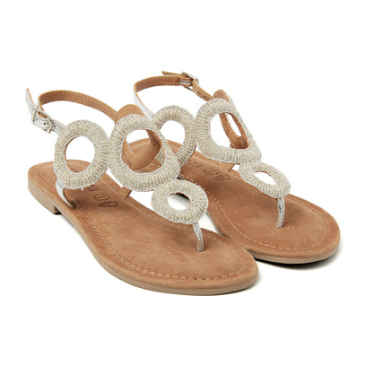 Gita Leren Dames Sandalen Silver